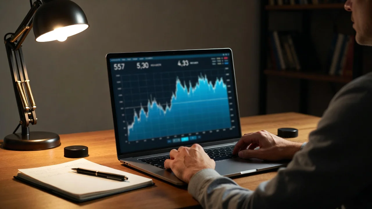 Person som analyserar hockeystatistik och odds på en skärm